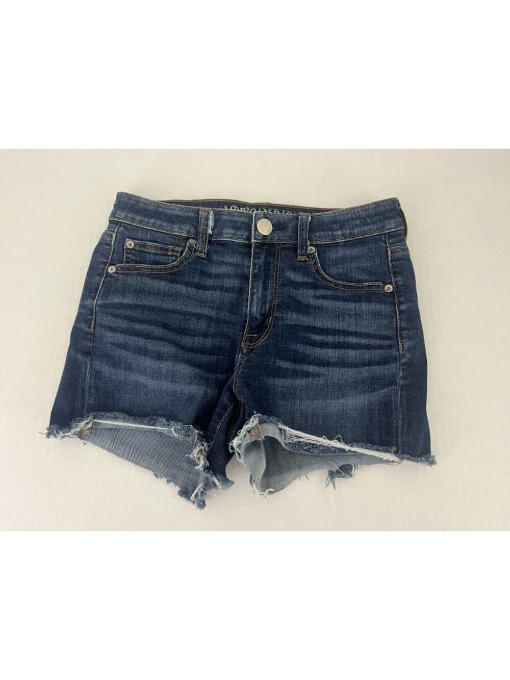 American Eagle Super Stretch Hi Rise Shortie Denim Shorts Sz 4